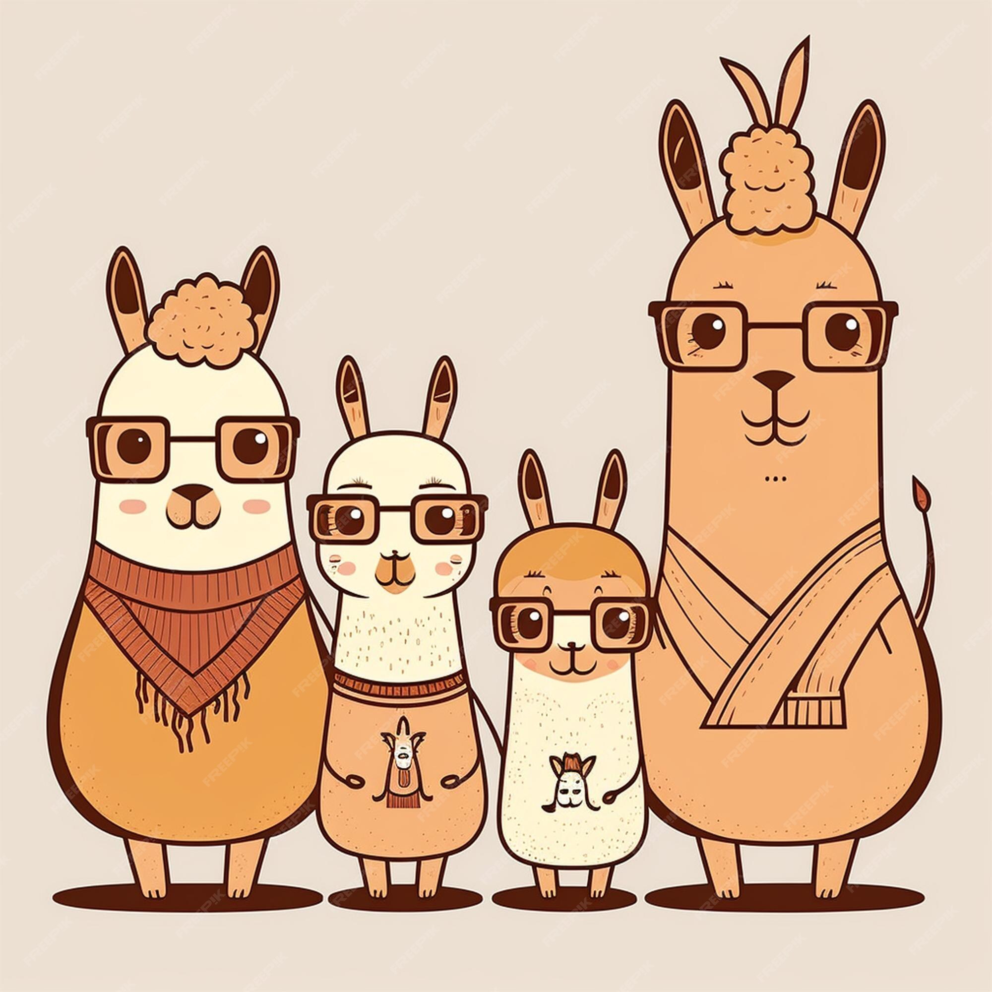 Premium AI Image | Family Llamas Vector Illustration