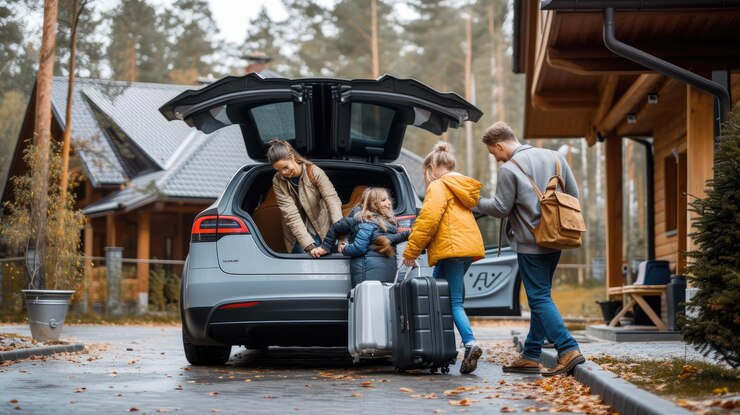 Photo family loading travel luggage into vehicle for leisure aig