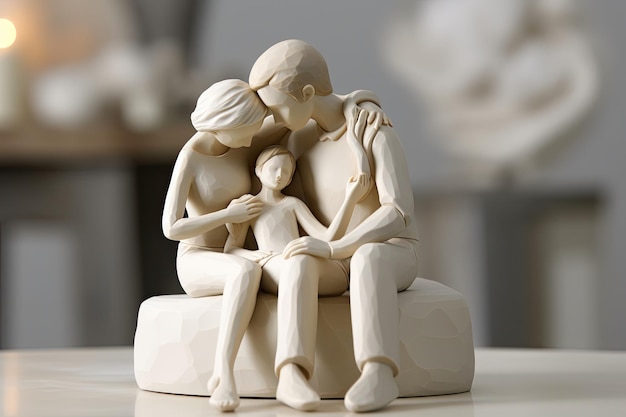 Family Love Wood Figurine