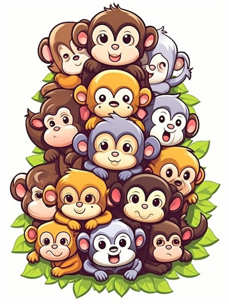 family of monkeys cartoon vector design