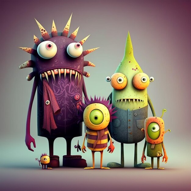 Photo family monsters vector illustration