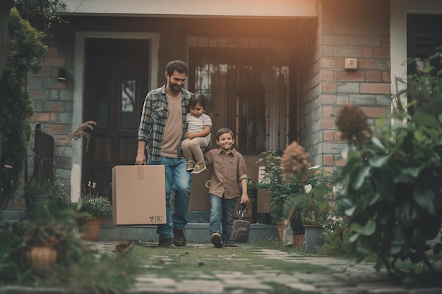 Photo family moving home