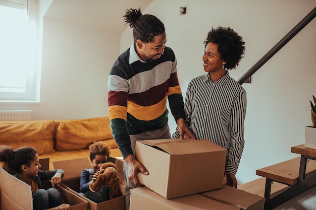 Family moving into a new home