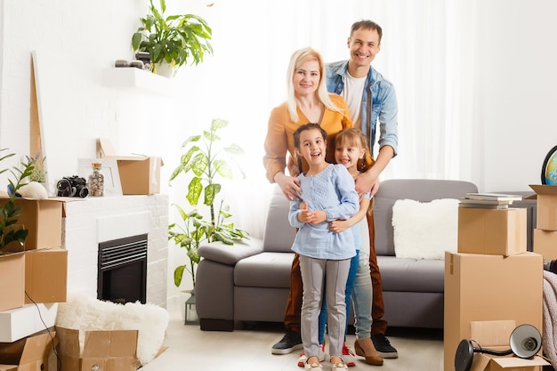 family moving into their new home