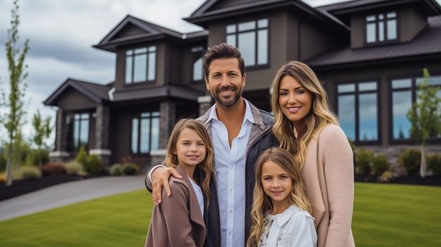 the family outside their new home