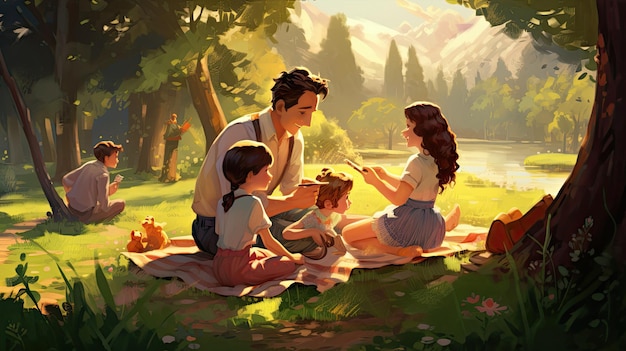 a family picnic in the park.