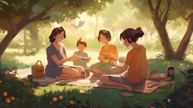 A family picnic in the park