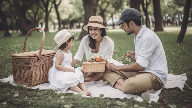 Family Picnic on a Sunny Day Generative AI