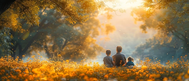 Family picnic in a sunny park