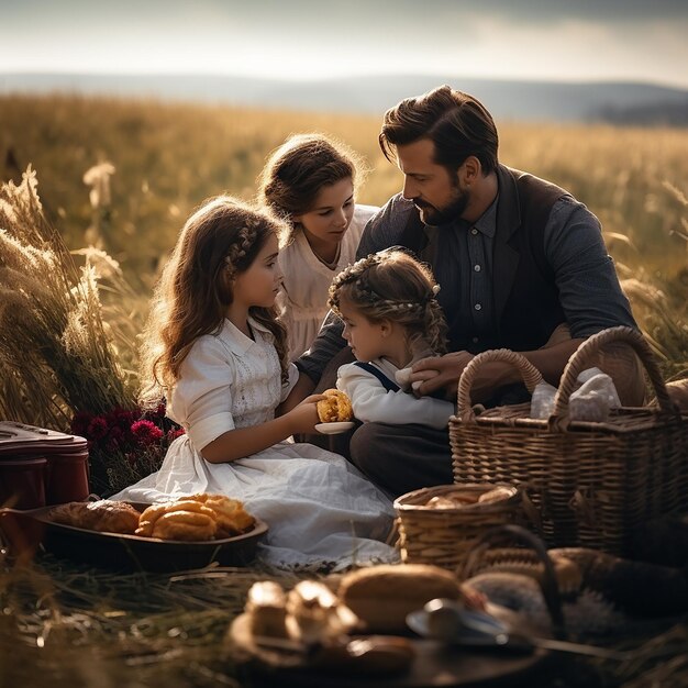 Foto picnic in famiglia