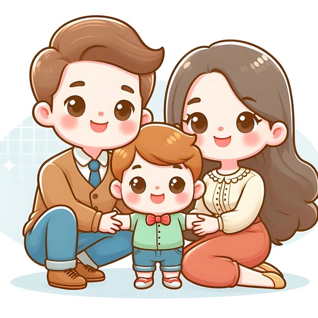 Photo a family picture of three people and a child