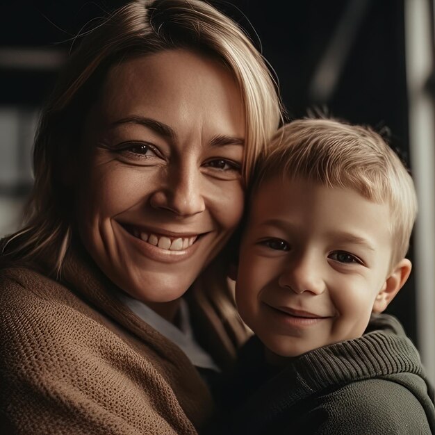 Family Portrait of Mother and Son