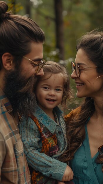 Foto un ritratto di famiglia con un bambino e una donna che tiene un bambino