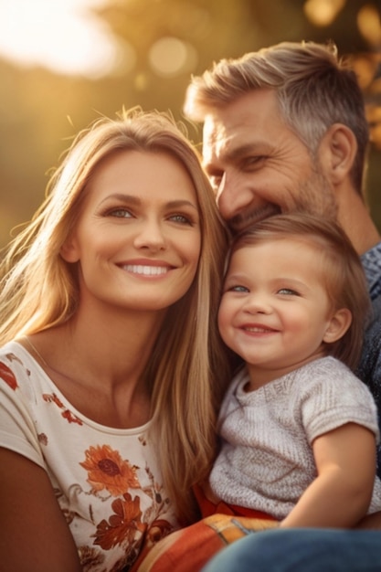 a family portrait with a girl and a man