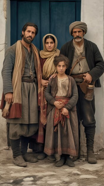 Photo a family poses for a photo with a man and two children