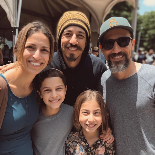 A Family Poses for a Photo with a Man and a Woman