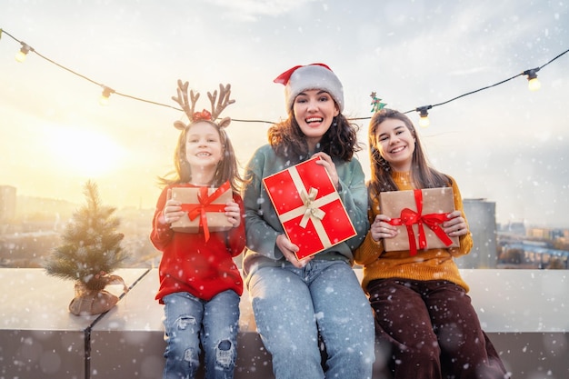 Family preparing for Christmas