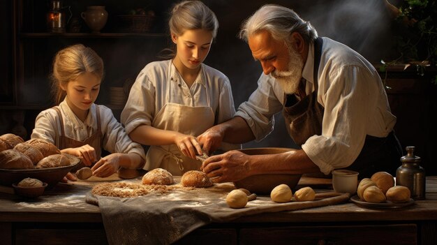 family preparing easter dinner