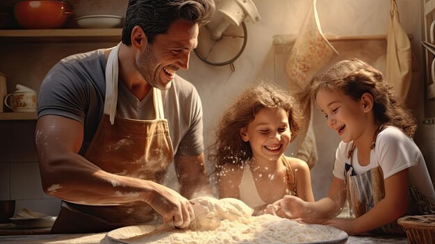 family preparing easter dinner