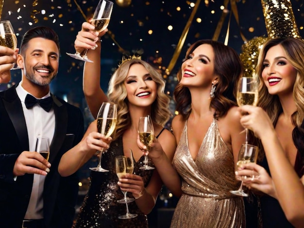 Family Raise Their Glasses in a Glamorous New Year's Eve Party to Toast to the Year Ahead