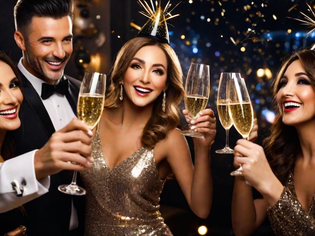 Family Raise Their Glasses in a Glamorous New Year's Eve Party to Toast to the Year Ahead