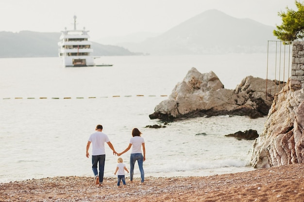 Family relax on beach Family travel sea side