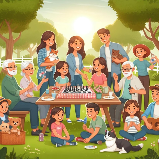 Family reunion illustration