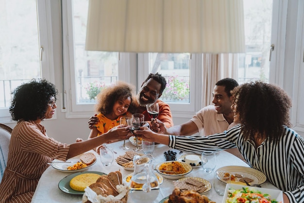 family reunited for lunch on the holidays