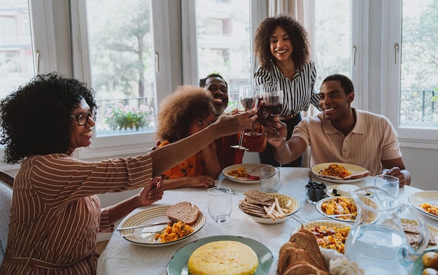 family reunited for lunch on the holidays