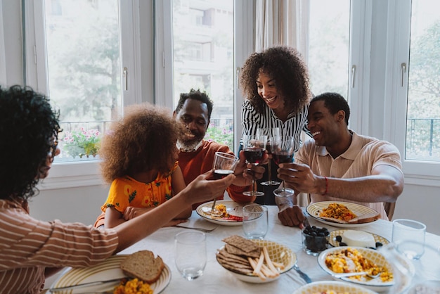 family reunited for lunch on the holidays