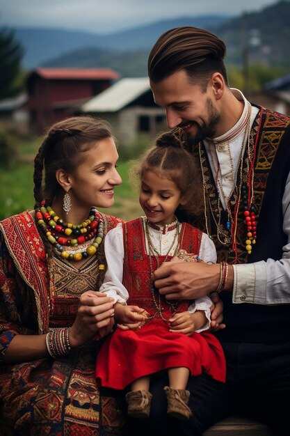 A family in Romania exchanging Mrior