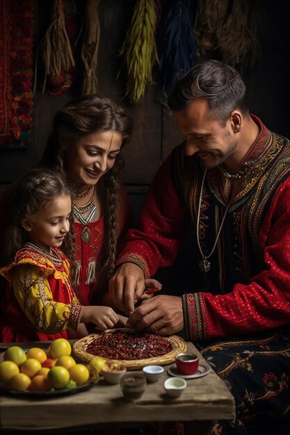 Photo a family in romania exchanging mrior