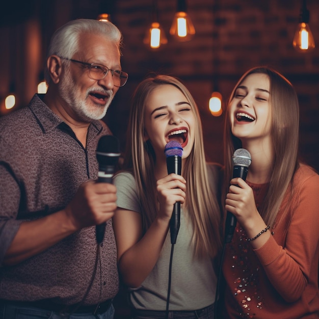 家族で歌を歌う