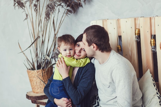 Family sitting in an embrace