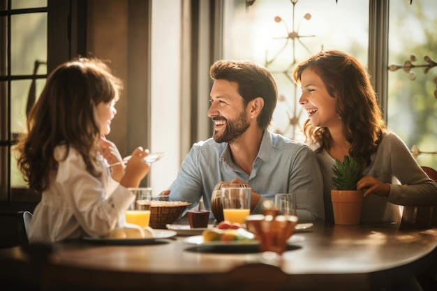 a family sitting together at the breakfast table AI generative