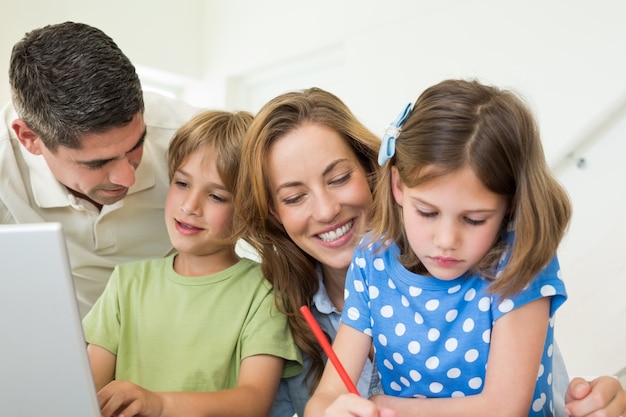 Family spending leisure time at home