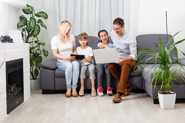 Family spending time together at home