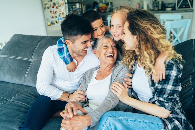 Family spending time together at home