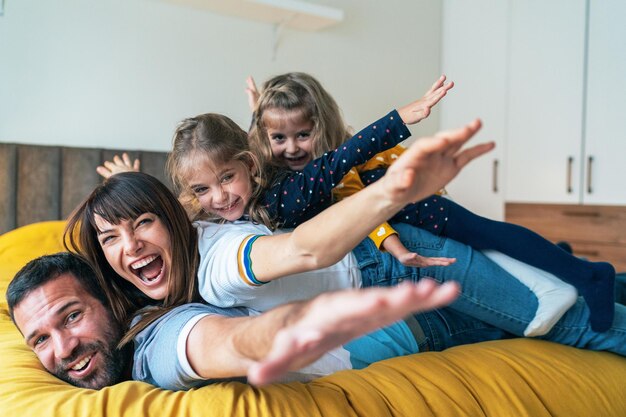 Family spending time together at home