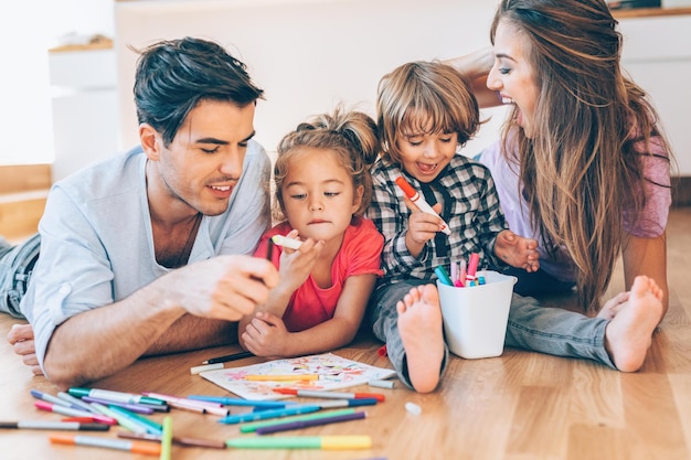 Family spending time together at home