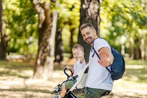 The family spends time together in the park