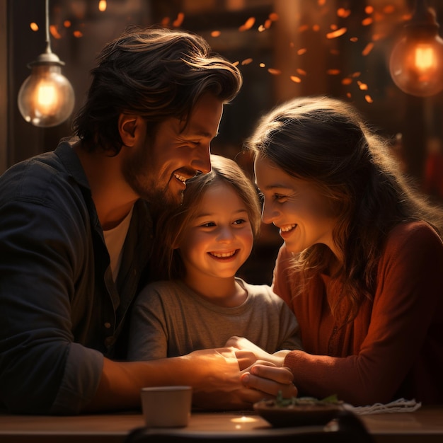 Family at Table by Window