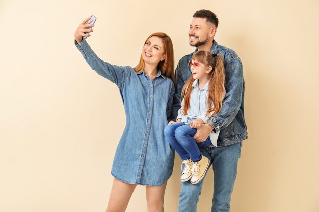 Family taking selfie