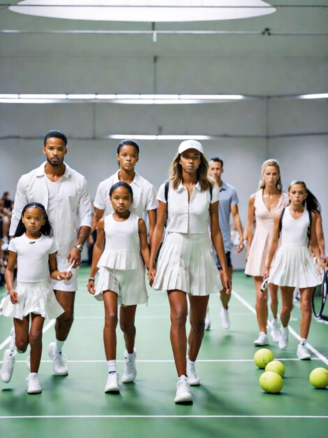 A family of ten stylish modern runway shows that play tennis
