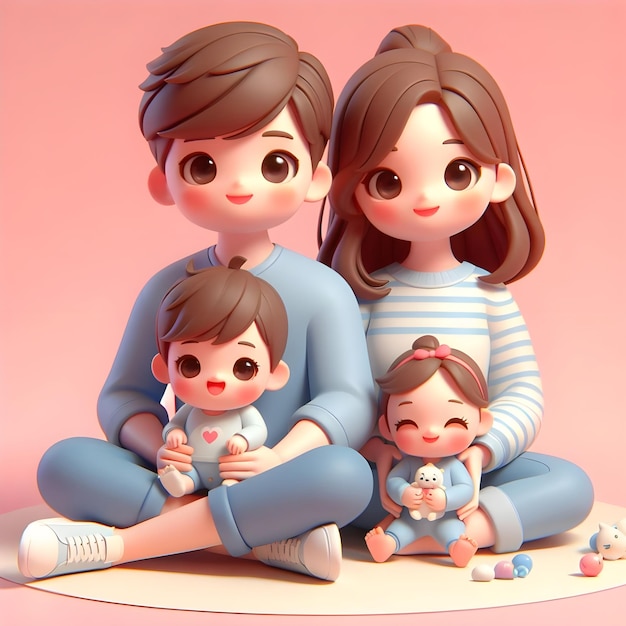 a family of three people with a baby and a baby