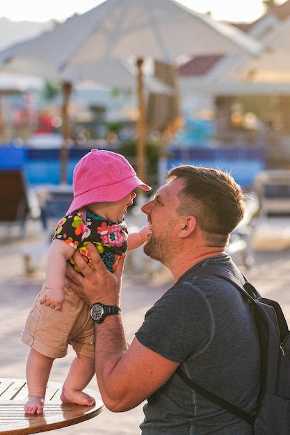 Family time father and child daughter playing together outdoor