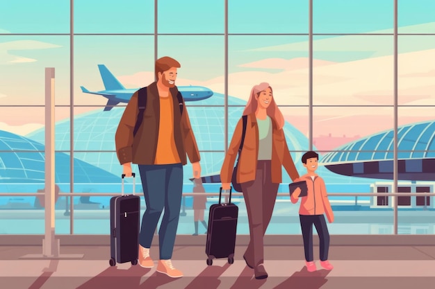 空港での家族旅行 ジェネレーティブ AI