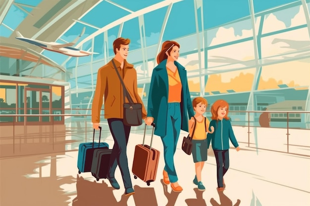 family travel at the airport Generative AI