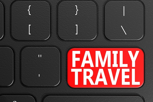 Family travel on black keyboard