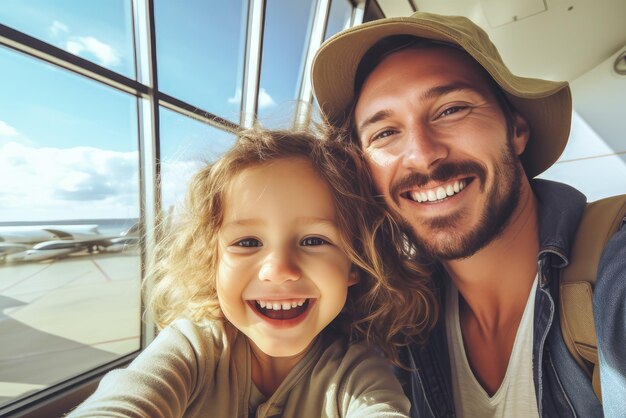 A family traveler selfy at air port